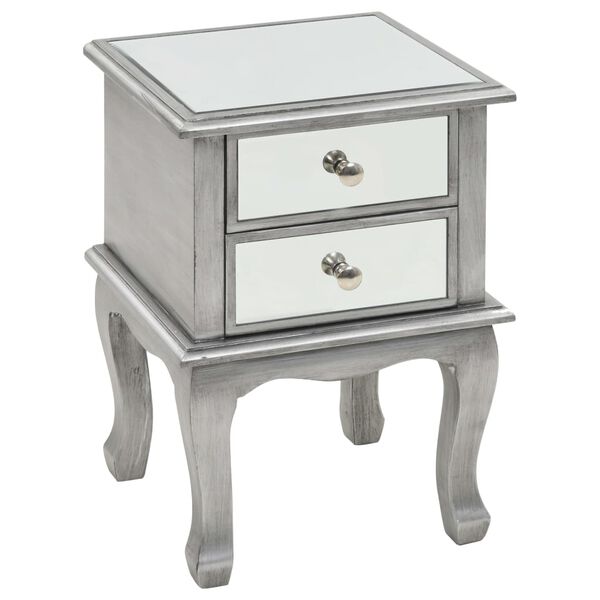vidaXL Mirrored Nightstand MDF and Glass 34.5x30x50 cm