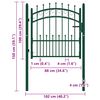 vidaXL Fence Gate with Spikes Steel 104x97 cm Green