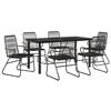 vidaXL 7 Piece Garden Dining Set Black PVC Rattan