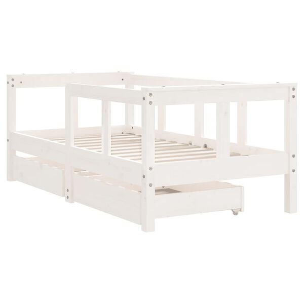 vidaXL Kids Bed Frame with Drawers White 70x140 cm Solid Wood Pine