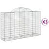 vidaXL Arched Gabion Baskets 3 pcs 200x50x120/140 cm Galvanised Iron