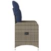 vidaXL Reclining Garden Chair with Cushions Grey Poly Rattan