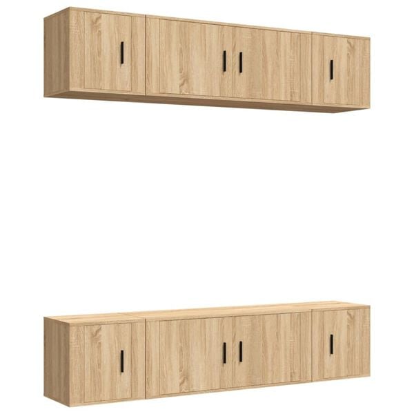 vidaXL 6 Piece TV Cabinet Set Sonoma Oak Engineered Wood