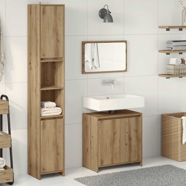 vidaXL 3 Piece Bathroom Furniture Set Artisan Oak Engineered Wood