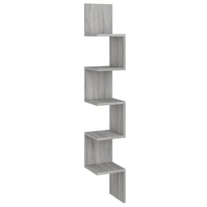 vidaXL Wall Corner Shelf Grey Sonoma 20x20x127.5 cm Engineered Wood