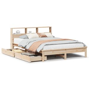 vidaXL Bookcase Bed without Mattress 140x190 cm Solid Wood Pine