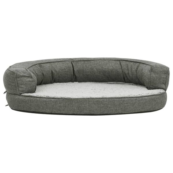 vidaXL Ergonomic Dog Bed Mattress 75x53 cm Linen Look Fleece Grey