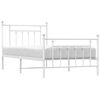 vidaXL Metal Bed Frame without Mattress with Footboard White 100x190cm