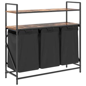 vidaXL Laundry Basket 3 Compartments with Shelves Smoked Oak