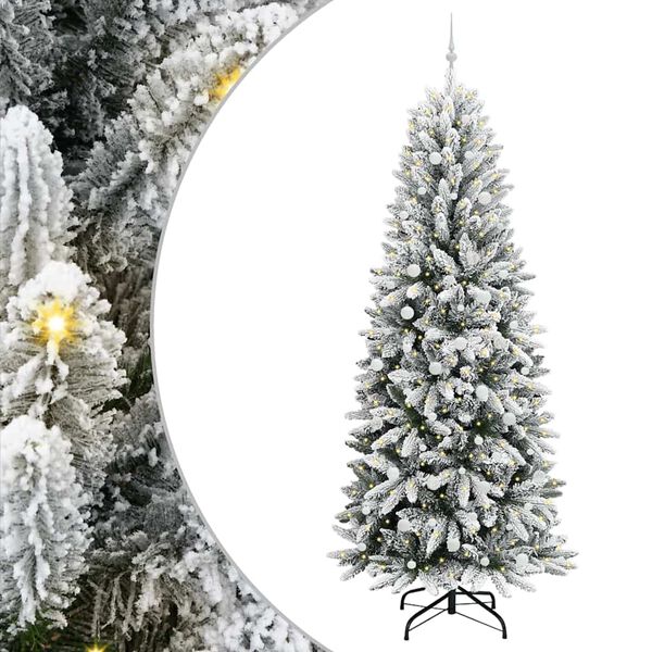 vidaXL Artificial Christmas Tree with 300 LEDs with Stand White 240 cm