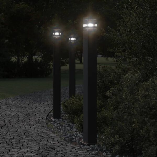 vidaXL Outdoor Floor Lamps with Outlet 3pcs Black 110 cm Aluminium