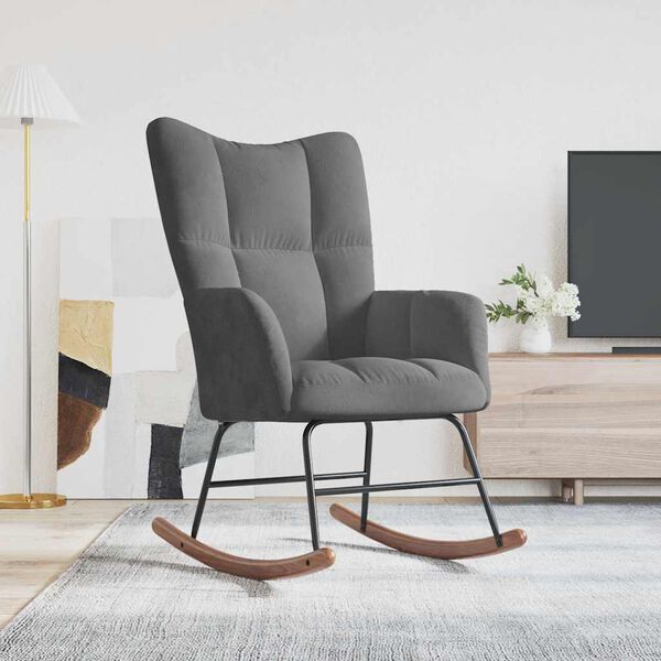 vidaXL Rocking Chair Dark Grey Velvet