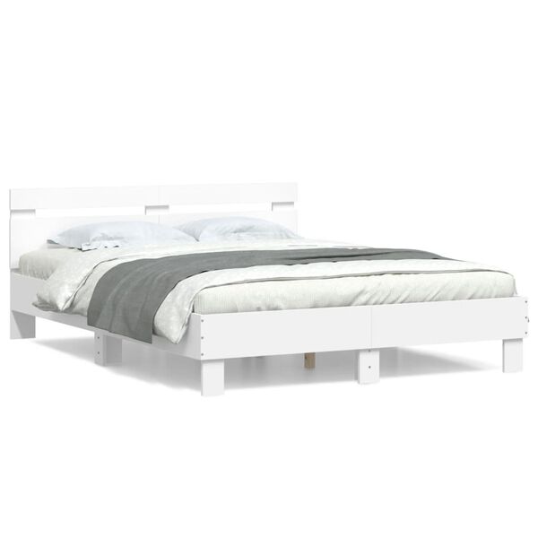 vidaXL Bed Frame without Mattress White 150x200 cm King Size