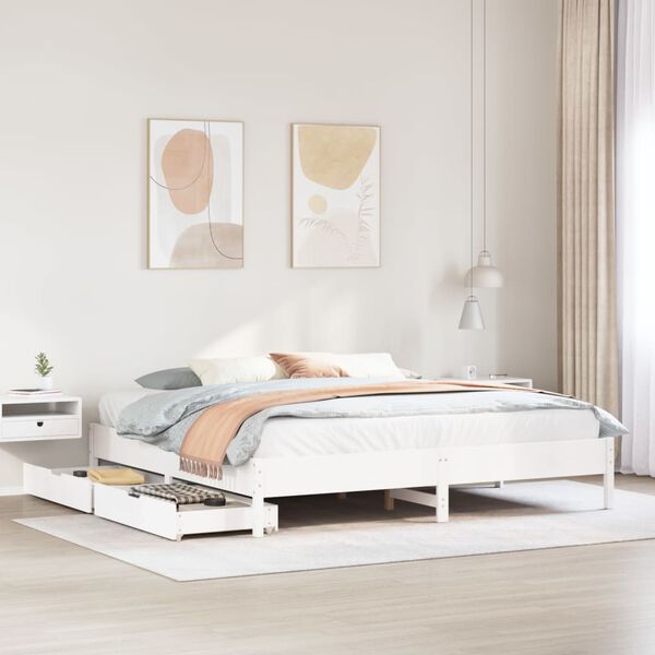 vidaXL Bed Frame without Mattress White 200x200 cm Solid Wood Pine