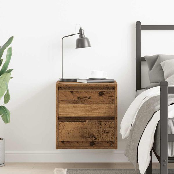 vidaXL Wall-mounted Bedside Cabinet Old Wood 38x34x40 cm