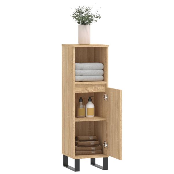 vidaXL Bathroom Cabinet Sonoma Oak 30x30x100 cm Engineered Wood