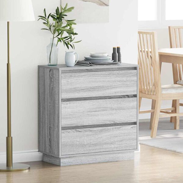 vidaXL Bedside Cabinet Grey 71 x 34.5 x 75 cm Engineered wood