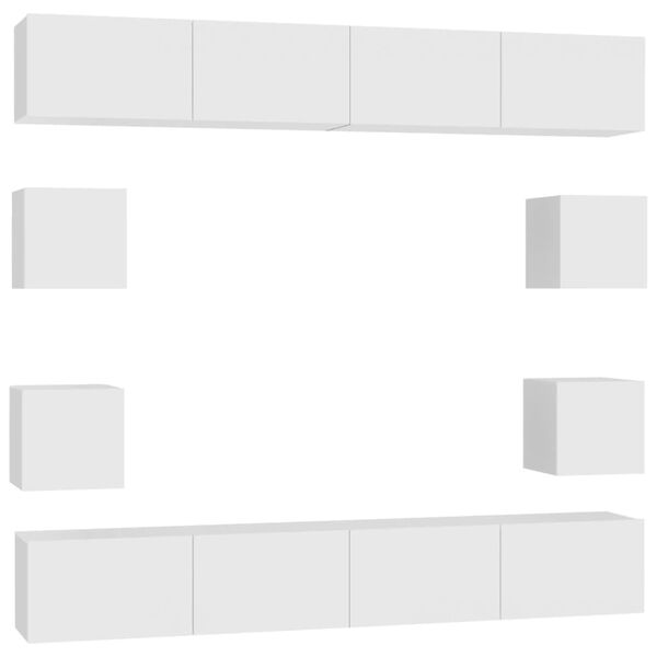 vidaXL 8 Piece TV Cabinet Set White Engineered Wood