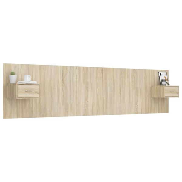 vidaXL Bed Headboard with Cabinets Sonoma Oak Engineered Wood
