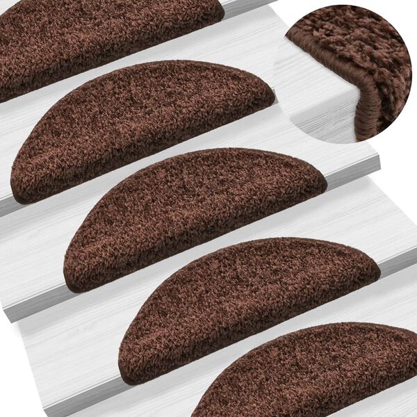 vidaXL Stair Mats 10 pcs 56x17x3 cm Brown Half Round