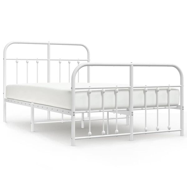 vidaXL Metal Bed Frame without Mattress with Footboard White 120x190cm