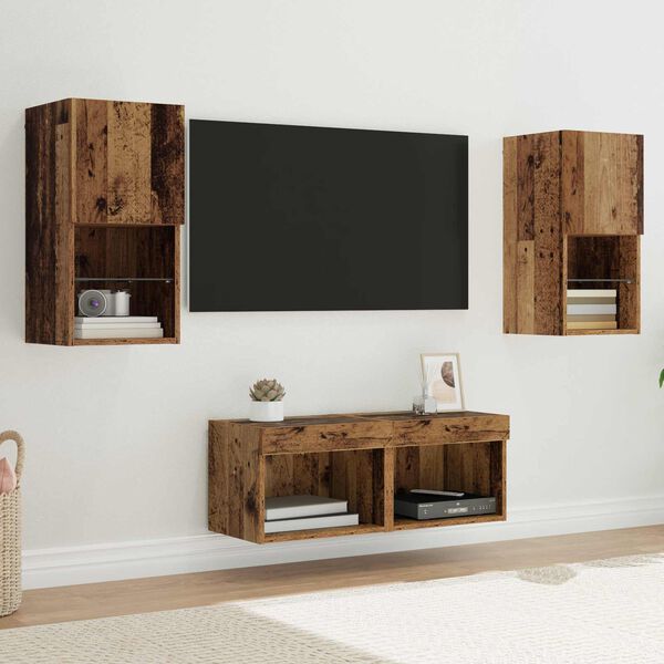 vidaXL TV Wall Cabinets Wall-mounted 4 pcs Old Wood 30.5 x 30 x 60 cm