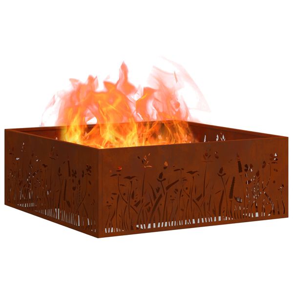 vidaXL Fire Pit Brown 80 x 80 x 30 cm Weathering Steel