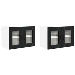 vidaXL Wall Glass Cabinet PORTO 2 pcs Black 60 x 31 x 40 cm