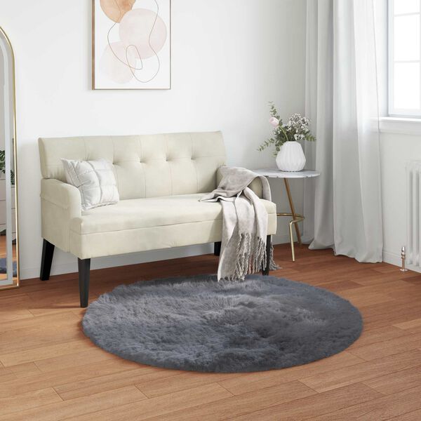 vidaXL Faux Sheepskin Rug Tafalla Anthracite &Oslash; 80 cm Polyester