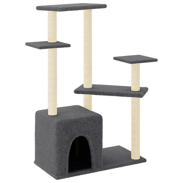 vidaXL Cat Tree with Sisal Scratching Posts Dark Grey 107.5 cm