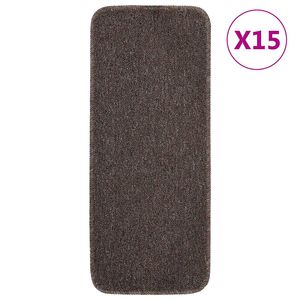 vidaXL Anti Slip Stair Mats 15 pcs 60x25 cm Brown Rectangular