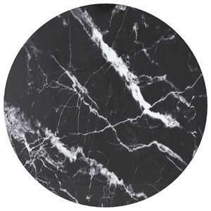 vidaXL Table Top Black &Oslash;30x0.8 cm Tempered Glass with Marble Design