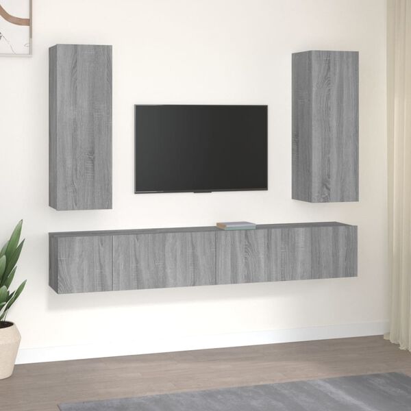 vidaXL 5 Piece TV Cabinet Set Grey Sonoma Engineered Wood