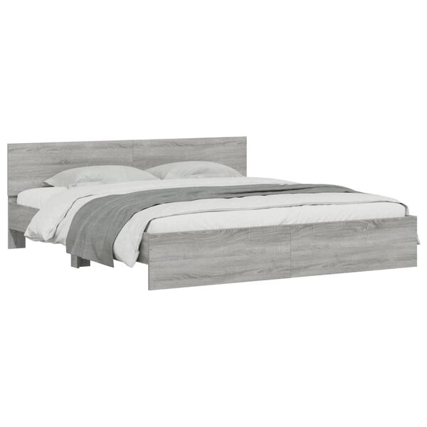 vidaXL Bed Frame without Mattress Grey Sonoma 160x200 cm
