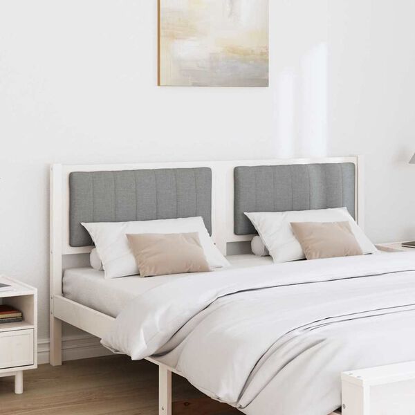 vidaXL Upholstered Headboard White 160 cm Solid Pine Wood