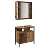 vidaXL Bathroom Furniture Set with Shelf 2 pcs Brown Engineered wood