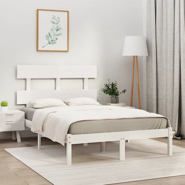 vidaXL Bed Frame without Mattress White 120x200 cm Solid Wood