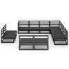 vidaXL 11 Piece Garden Lounge Set Black Solid Pinewood