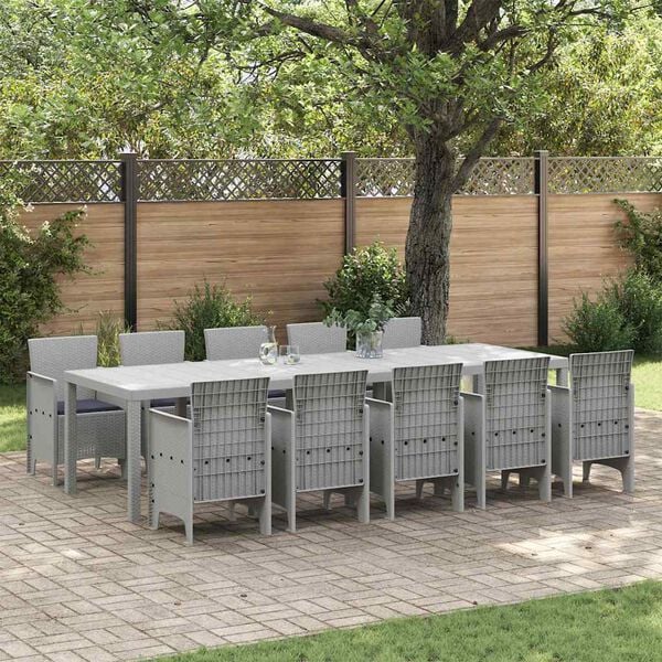 vidaXL Garden Dining Set with Cushion 11 pcs Light grey and Anthracite