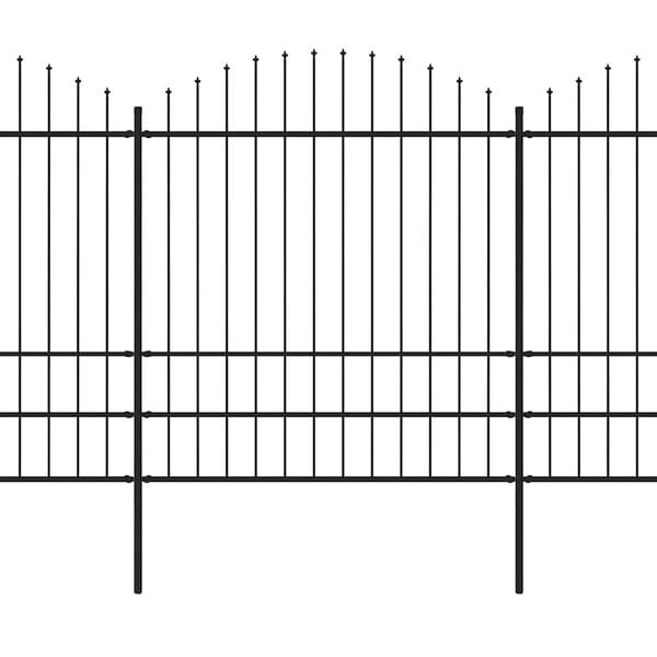 vidaXL Garden Fence with Spear Top Steel 1426x200 cm Black