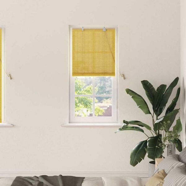 vidaXL Roller Blind with Curtains Manual Yellow 60 x 160 cm Bamboo