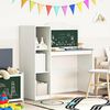 vidaXL Desk with Open Storage and Chalkboard ROROS White and Grey