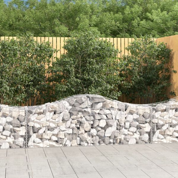 vidaXL Arched Gabion Baskets 3 pcs 200x50x60/80 cm Galvanised Iron