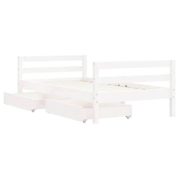 vidaXL Kids Bed Frame with Drawers White 80x160 cm Solid Wood Pine