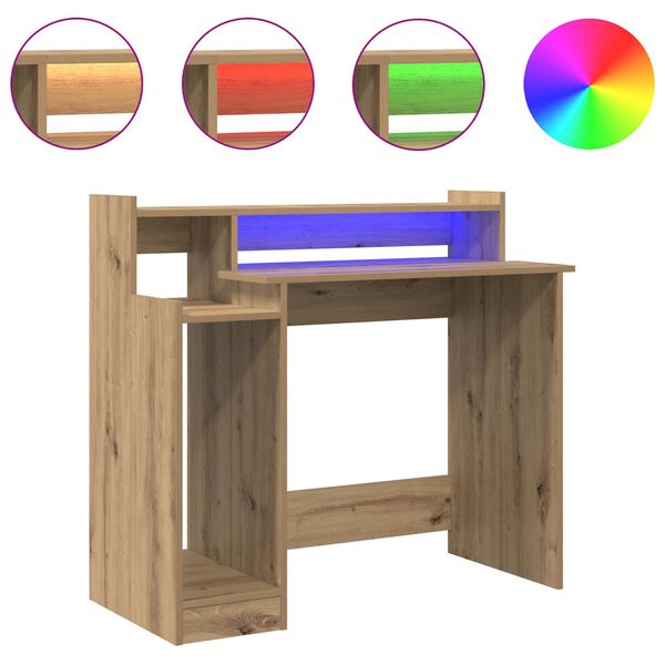 vidaXL Desk with Shelf Artisan Oak 97 x 45 x 90 cm Engineered Wood