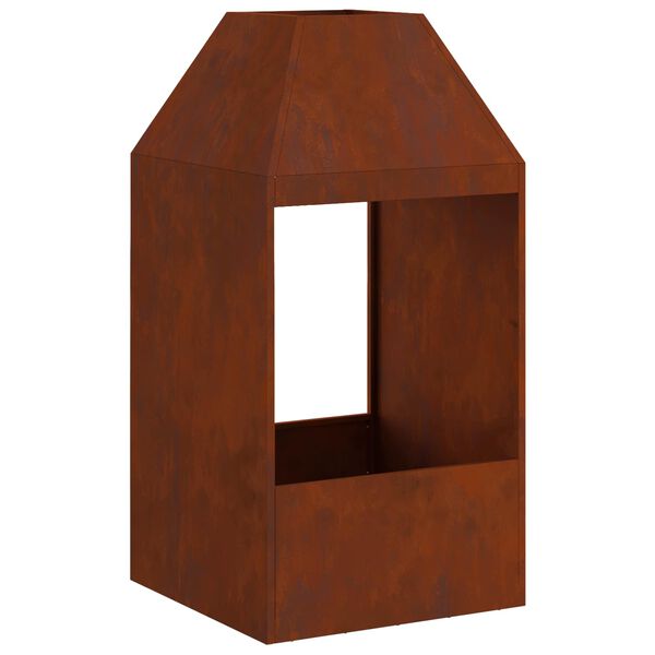 vidaXL Fire Pit Brown 50 x 50 x 100 cm Weathering Steel