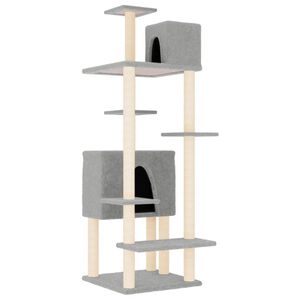 vidaXL Cat Tree with Sisal Scratching Posts Light Grey 154 cm