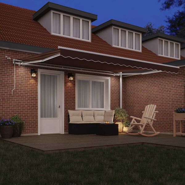 vidaXL Automatic Retractable Awning with LED Brown 450x300 cm