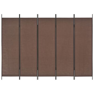 vidaXL 5-Panel Room Divider Brown 250x180 cm