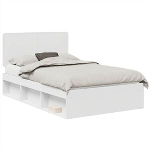 vidaXL Bed Frame with Headboard White 120 x 200 cm Solid Pine Wood